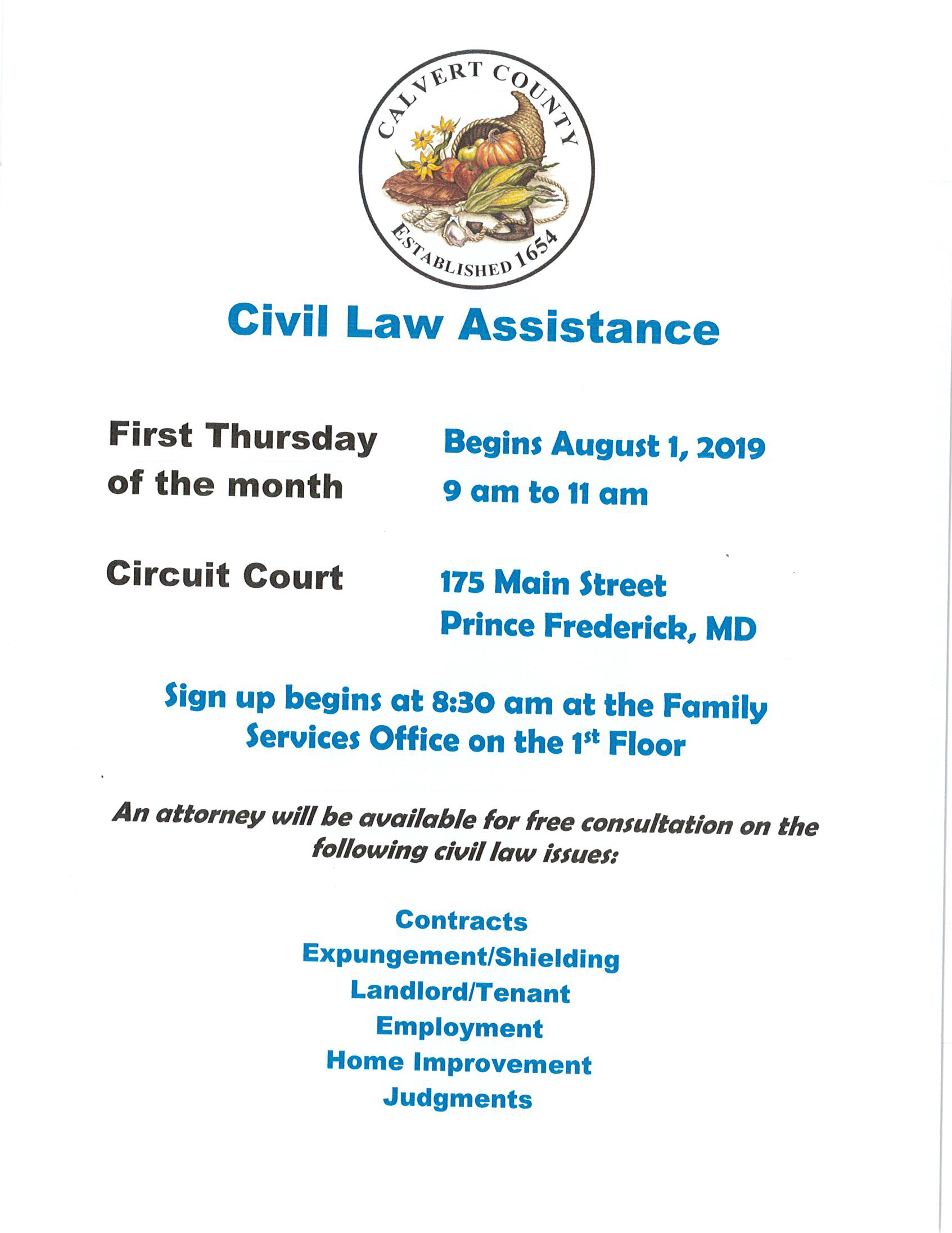 FREE Civil Law Assistance Ferrante Dill LLC Calvert County Lawyers